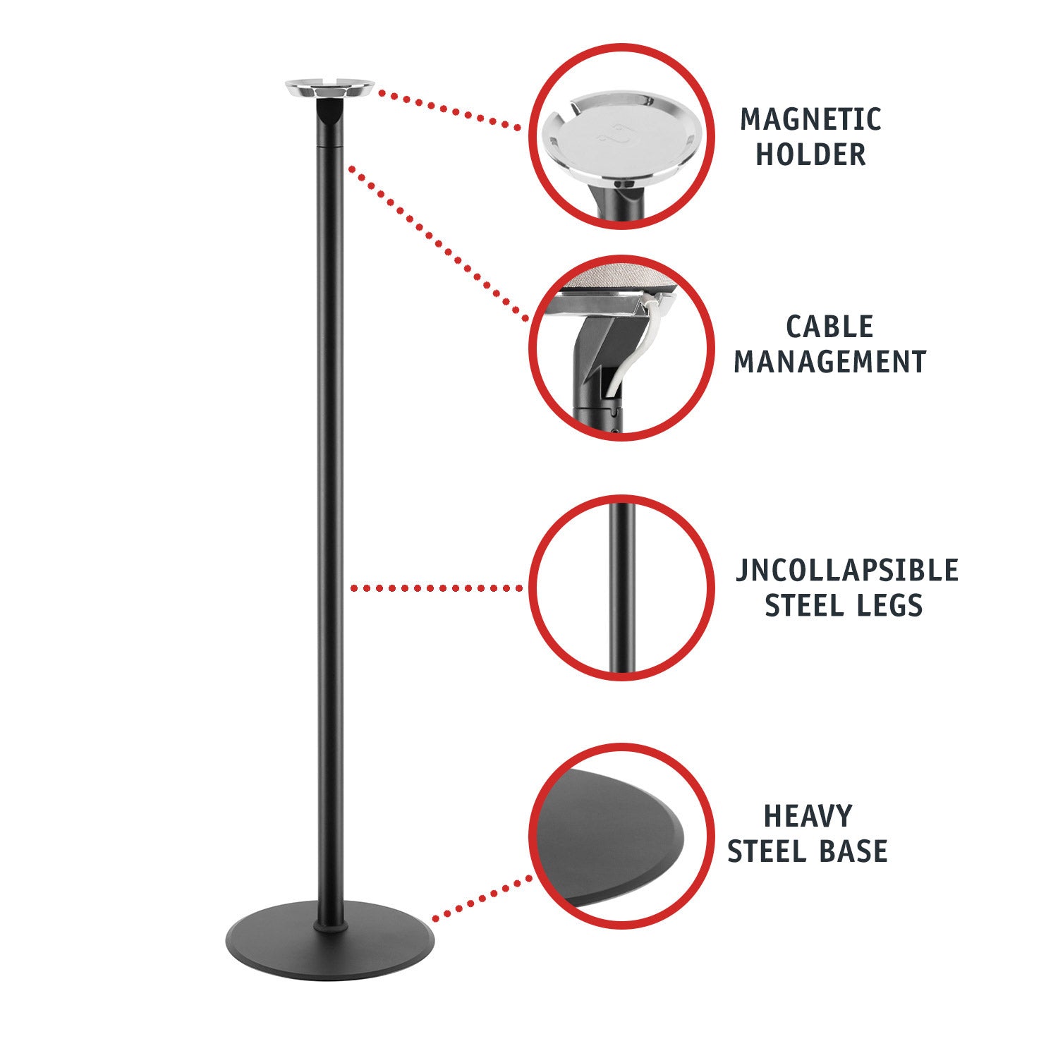 EXIMUS One Pair Fixed Height Universal Speaker Floor Stands - with